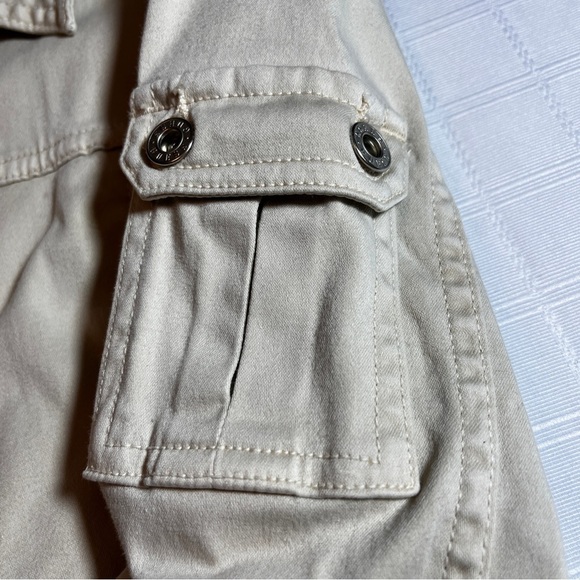 Vintage Y2K Khaki Guess Jacket Women's XL Cotton Blend Arm Pocket Retro - Picture 8 of 11